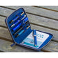 Galen Leather 5 Slot Zippered Pen Case - Navy Blue