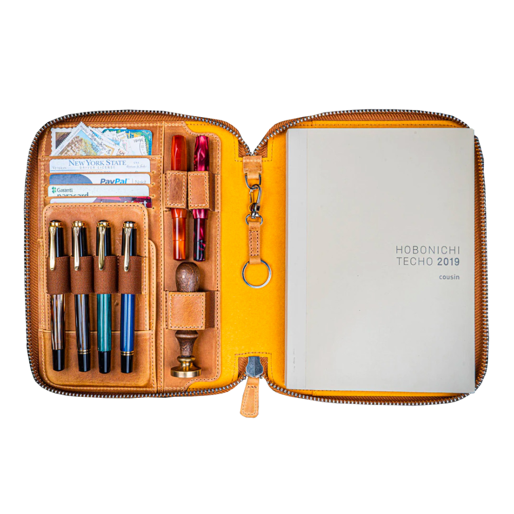 Galen Leather A5 Zippered Notebook Folio - Crazy Horse Honey Ochre