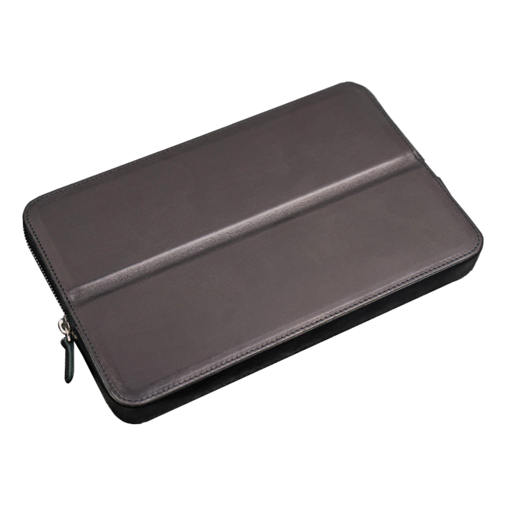 Galen Leather 12 Slot Zippered Magnum Opus Pen Case - Black (with Removable Pen Tray)