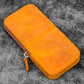 Galen Leather 3 Slot Zippered Magnum Opus Pen Case - Crazy Horse Brown (with Removable Pen Tray)