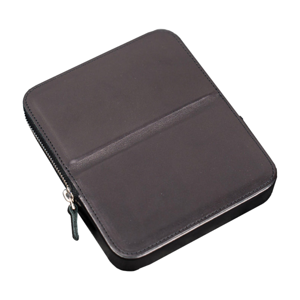 Galen Leather 6 Slot Zippered Magnum Opus Pen Case - Black