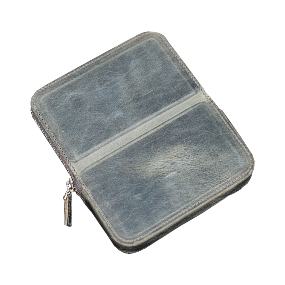 Galen Leather 6 Slot Zippered Magnum Opus Pen Case - Crazy Horse Smoky