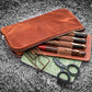 Galen Leather Slip-n-Zip 4 Slot Zippered Pen Pouch - Crazy Horse Tan