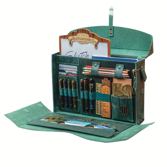 Galen Leather Writer's Medic Bag XLarge - Crazy Horse Forest Green