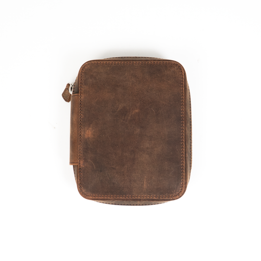 Galen Leather 10 Slot Zippered Pen Case - Havana Brown