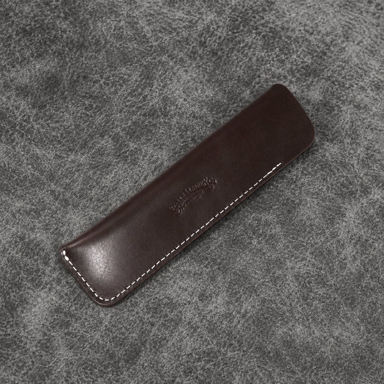 Galen Leather Single Fountain Pen Sleeve - Dark Brown