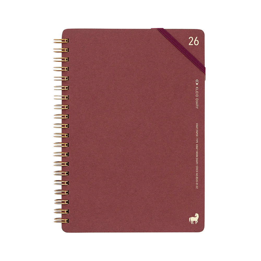 Kleid 2026 Kraft Work Diary B6 - Burgundy