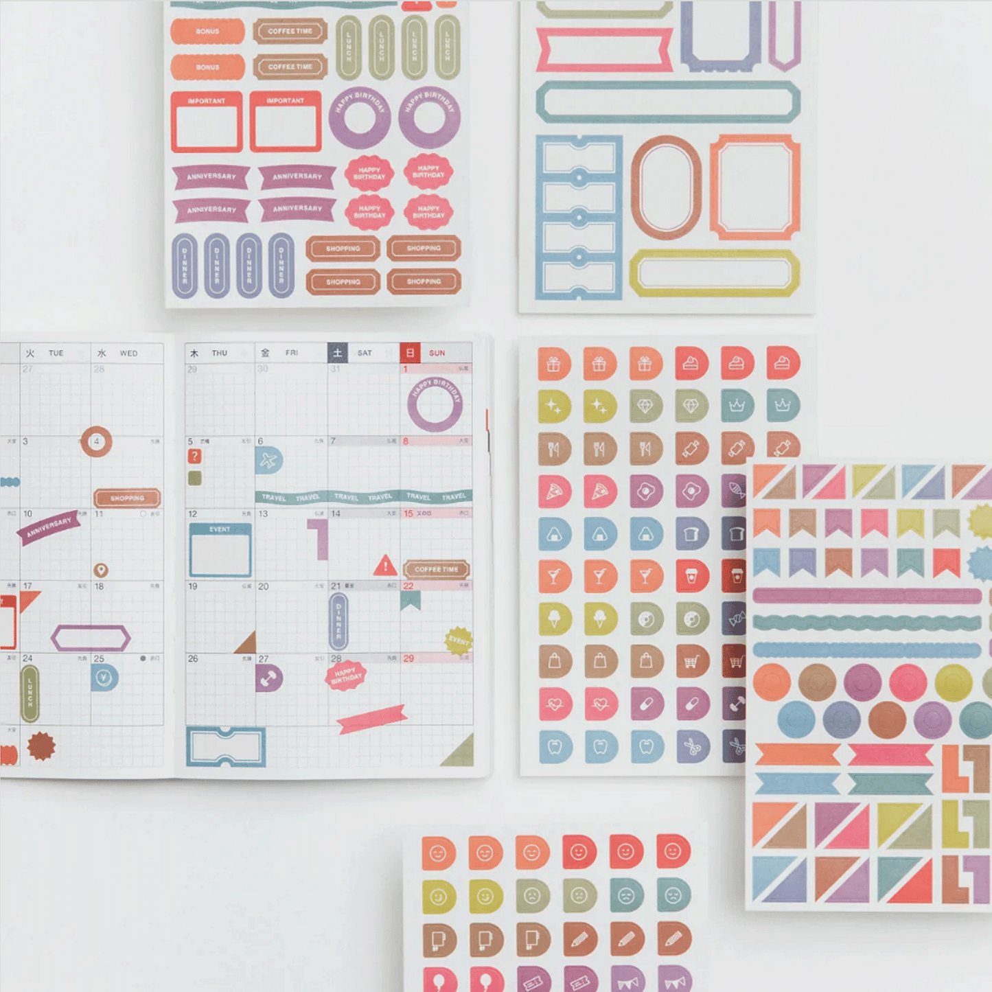 Hobonichi TSUKI no IRO Sticker Set - Schedule