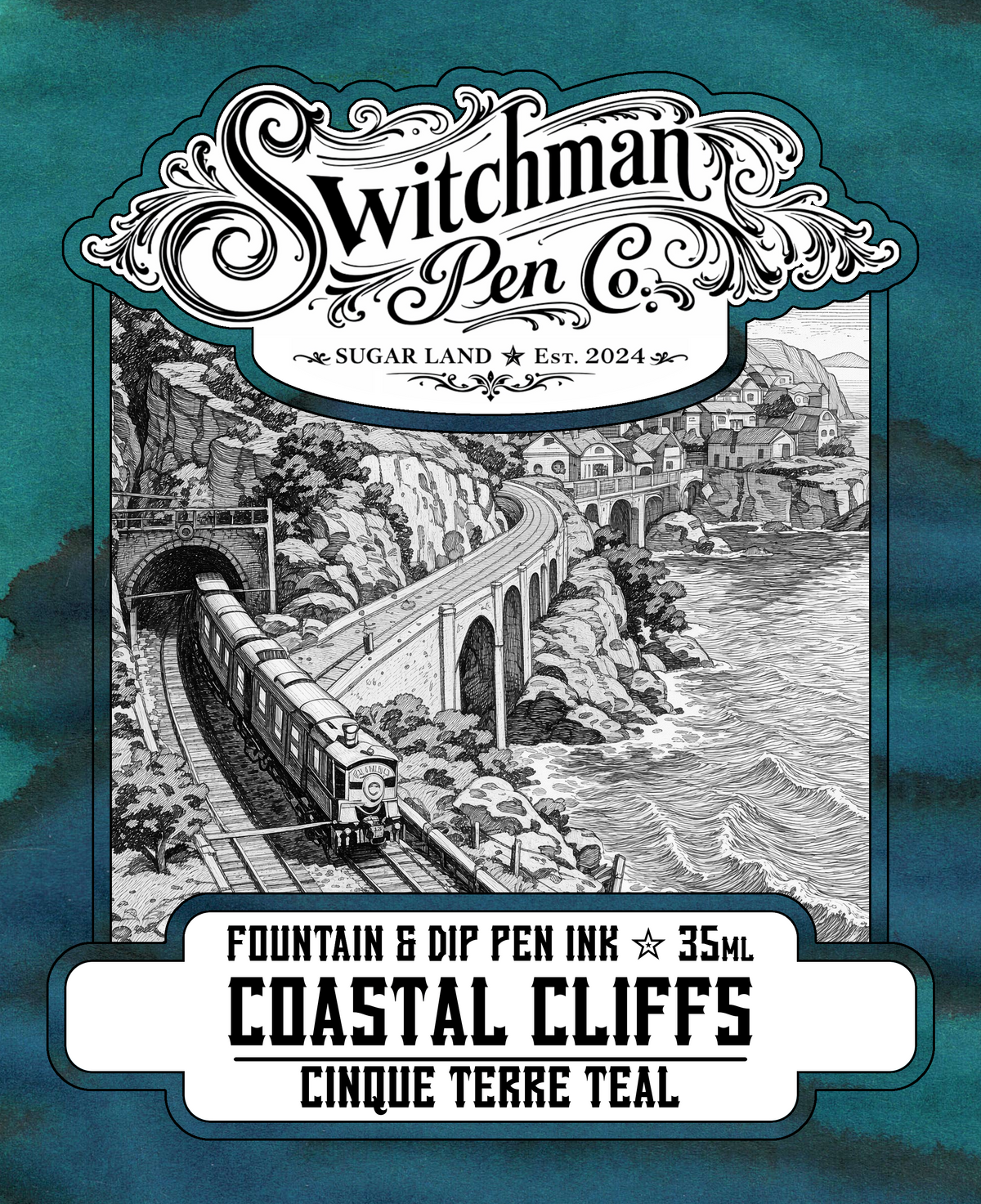 Switchman Pen Company Bottled Ink (35ml) - Coastal Cliffs: Cinque Terre Teal