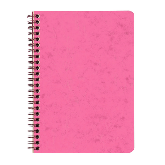Clairefontaine #785666 Basics Lined with Pockets Wirebound A5 Notebook (6 x 8.25) - Rose