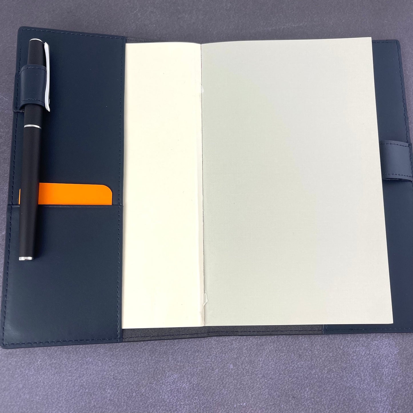 Orom Leather Refillable Journal - Navy (4.75x7.75)