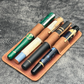 Galen Leather 4 Slot Replacement Pen Holder - Crazy Horse Forest Green