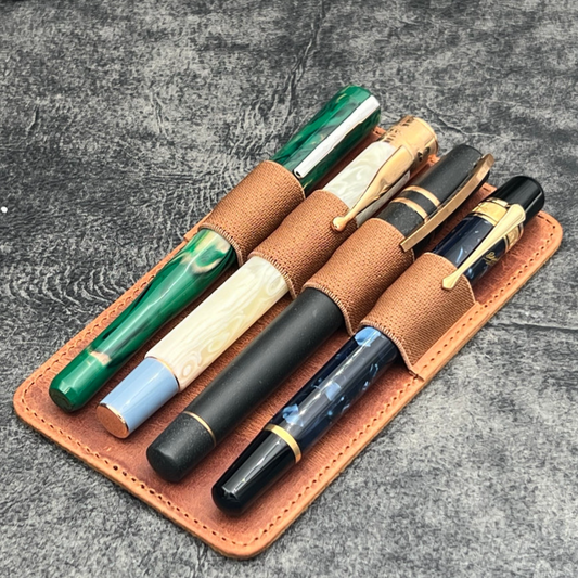 Galen Leather 4 Slot Replacement Pen Holder - Crazy Horse Forest Green