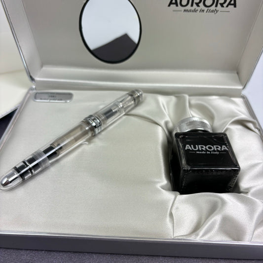 Pre-Owned Aurora 88 Fountain Pen Demo with Silver Trim Medium