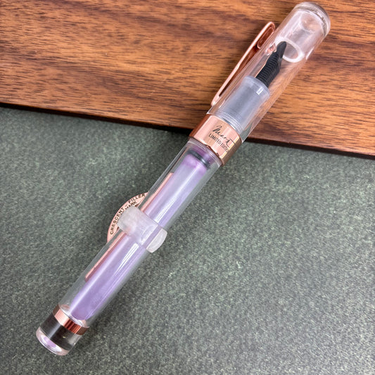 Pre-Owned Conklin Mark Twain Fountain Pen - Transparent with Rose Gold Trim Omniflex