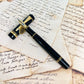 Pre-Owned Parker Duofold Centennial Black with Gold Fountain Pen 18K M