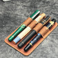 Galen Leather 4 Slot Replacement Pen Holder - Crazy Horse Orange