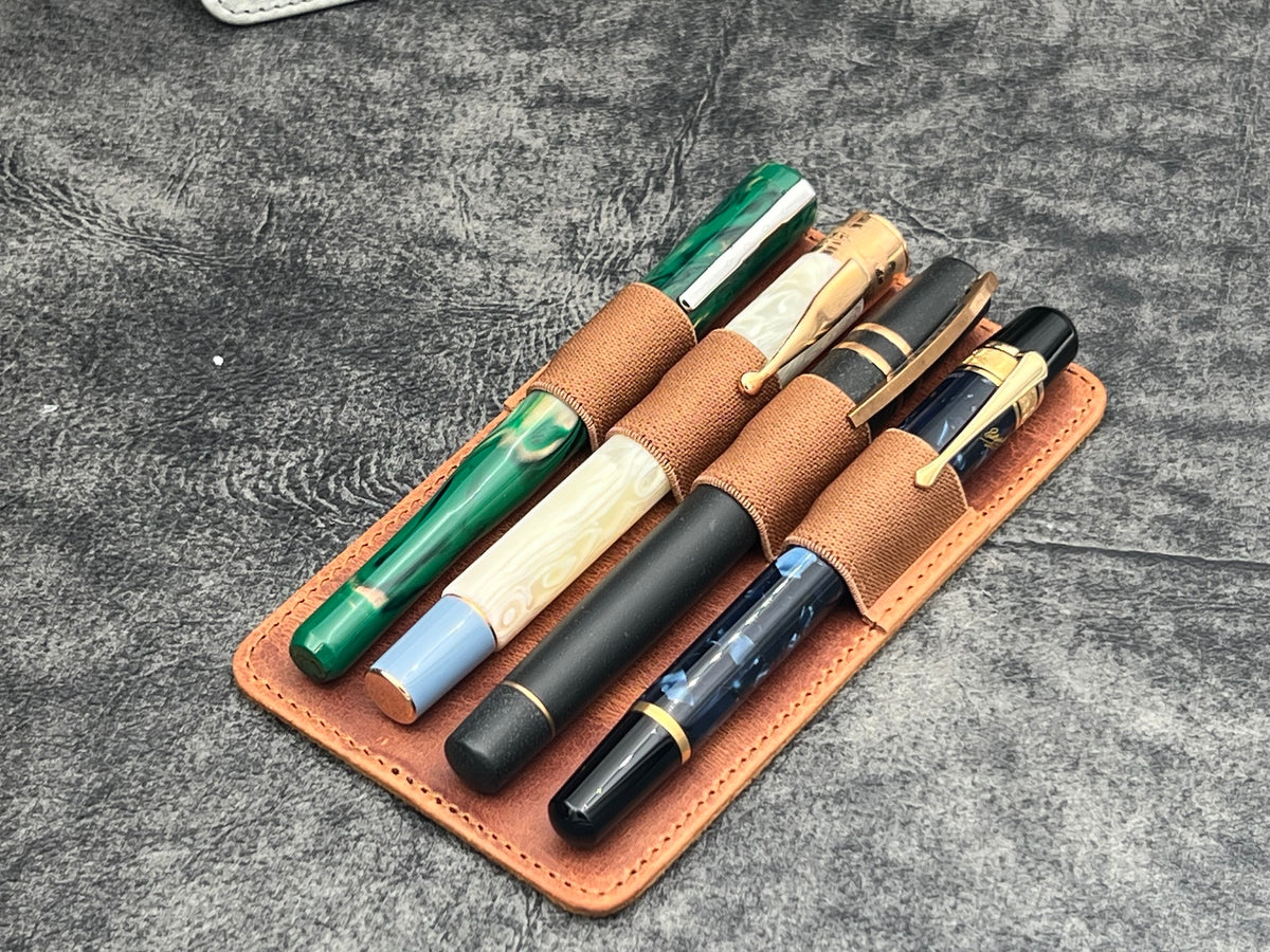 Galen Leather 4 Slot Replacement Pen Holder - Crazy Horse Orange