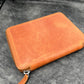 Galen Leather 10 Slots Zippered Pen Case with A5 Notebook Holder - Crazy Horse Tan