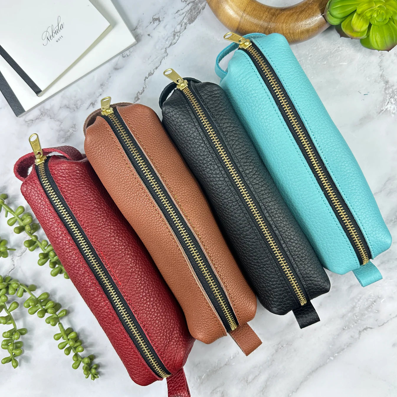 Girologio Pen Case  - Aqua Breeze (Zippered Leather)