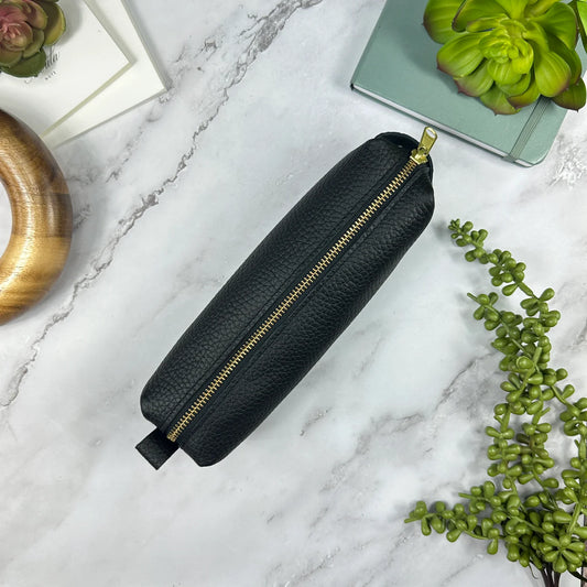Girologio Pen Case  - Midnight Noir (Zippered Leather)