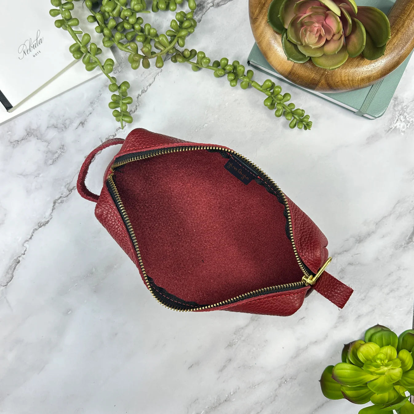 Girologio Pen Case  - Crimson Ember (Zippered Leather)