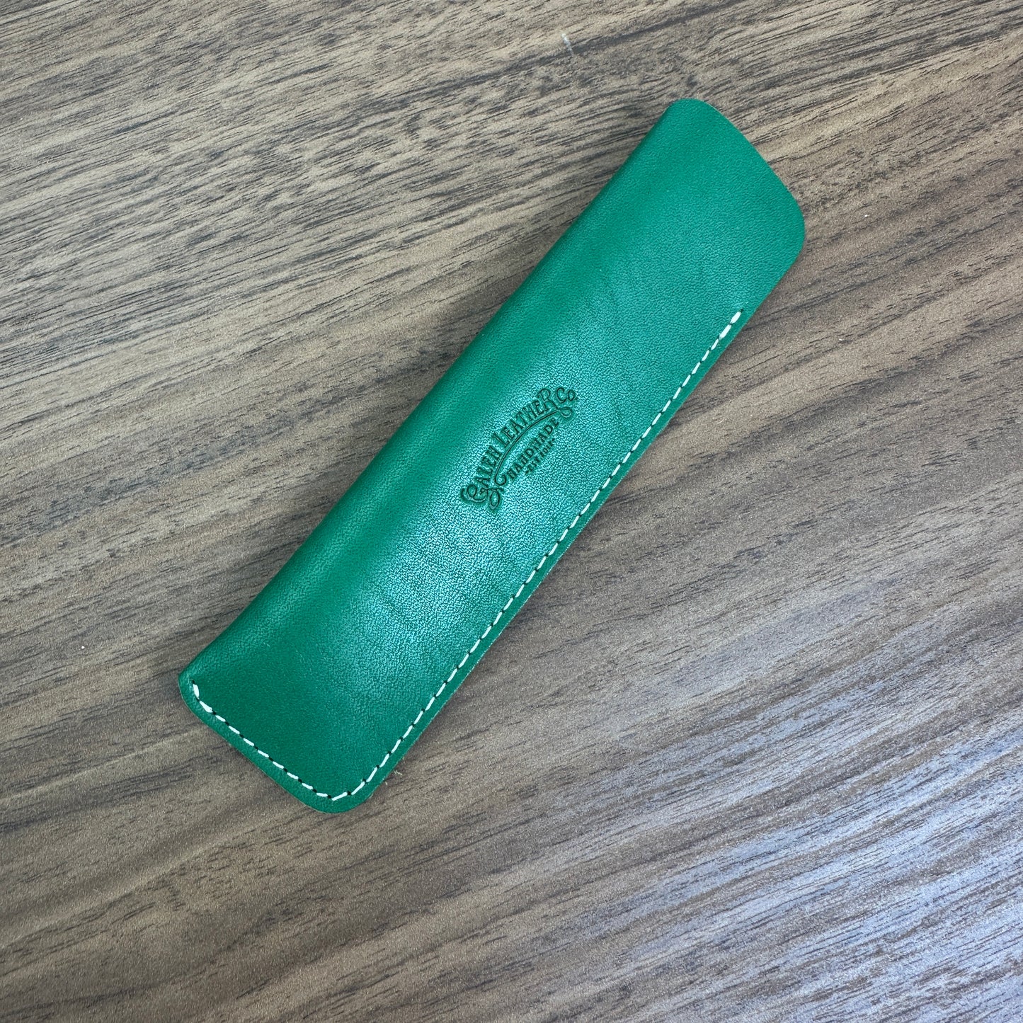 Galen Leather Single Fountain Pen Sleeve - Pine Green