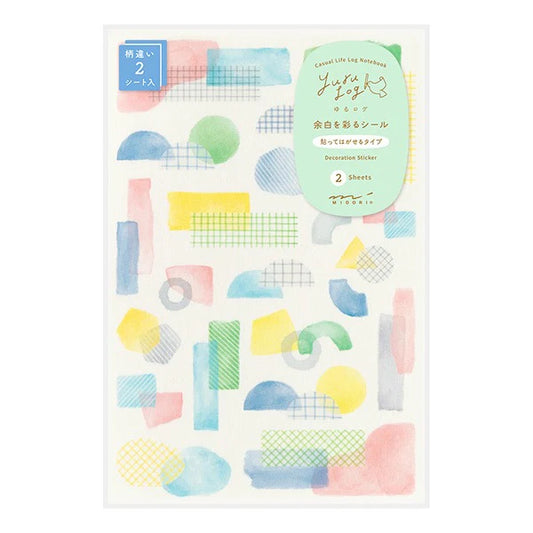 Midori Yuru Log Stickers - Watercolor (2 sheets)