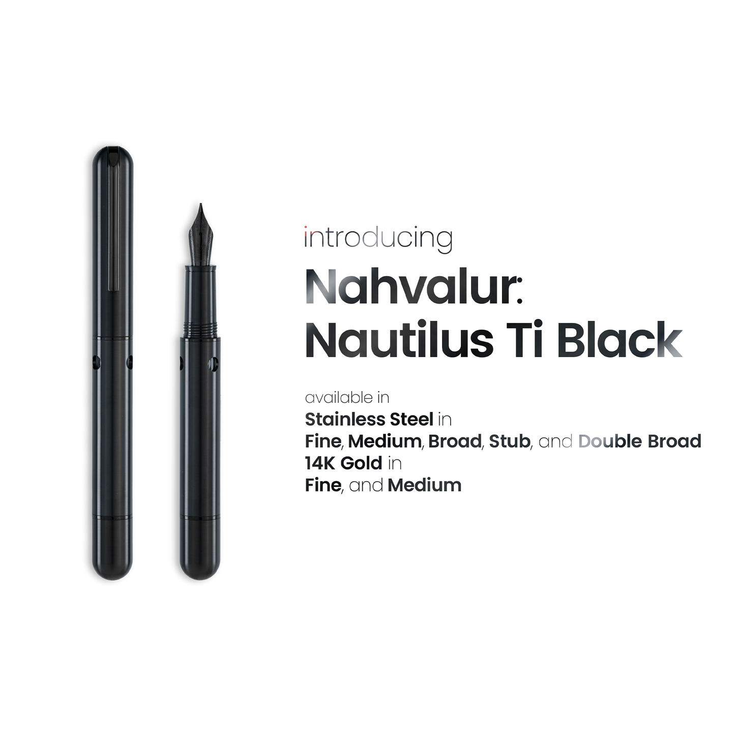 Nahvalur Nautilus Ti Fountain Pen - Black
