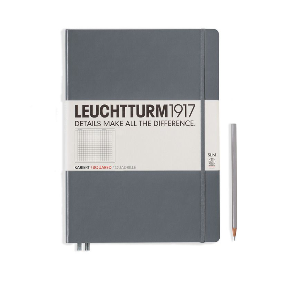 Leuchtturm1917 Master Slim A4+ Hardcover Squared Notebook - Anthracite (Discontinued)