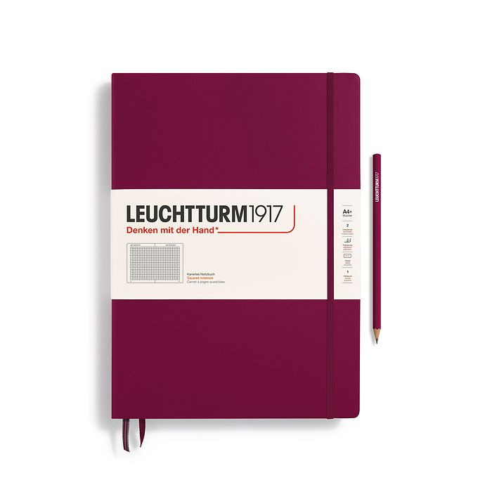 Leuchtturm1917 Master Classic A4+ Hardcover Squared Notebook - Port Red (Discontinued)