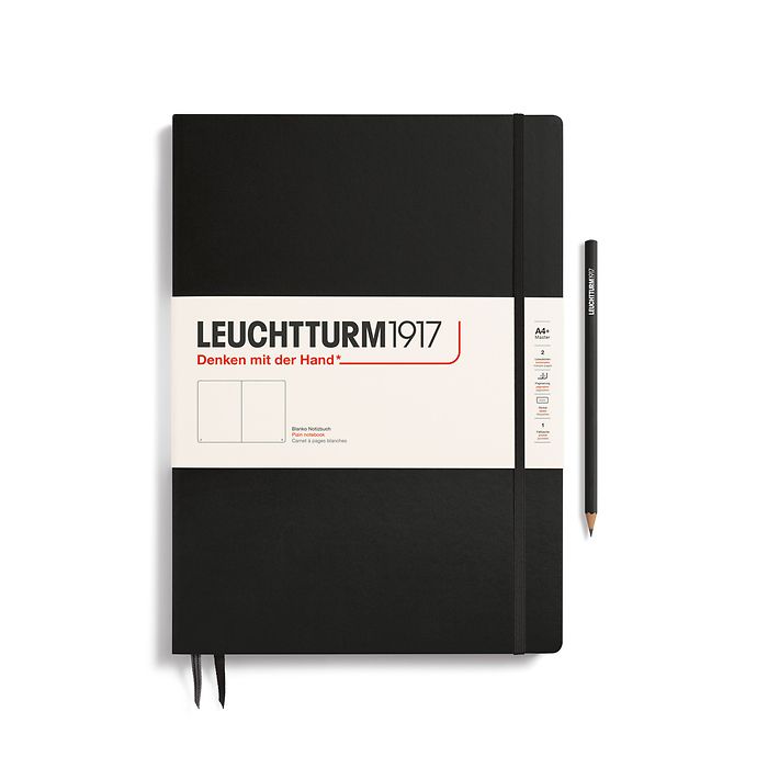 Leuchtturm1917 Master Slim A4+ Hardcover Plain Notebook - Black