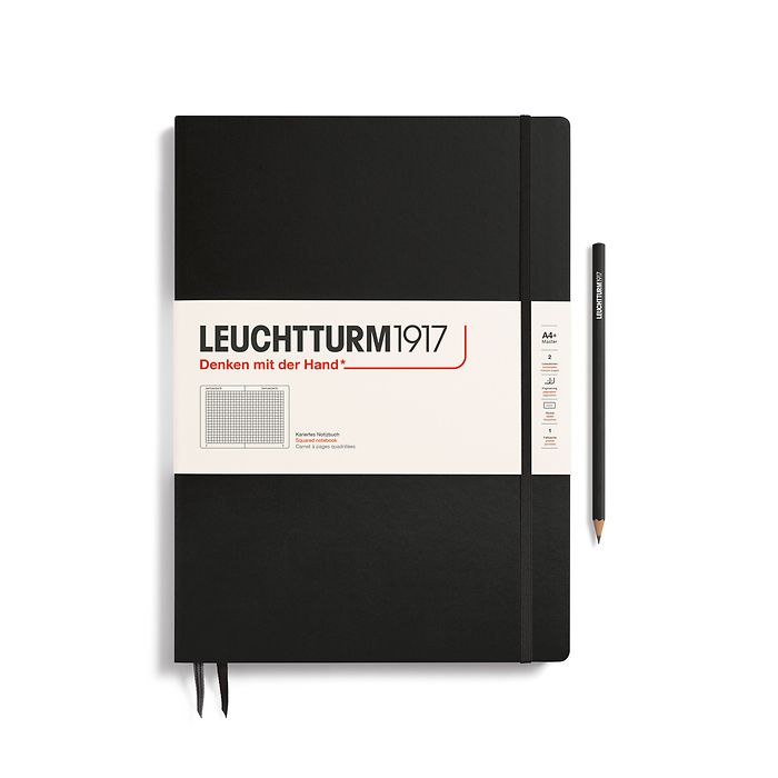 Leuchtturm1917 Master Slim A4+ Hardcover Squared Notebook - Black