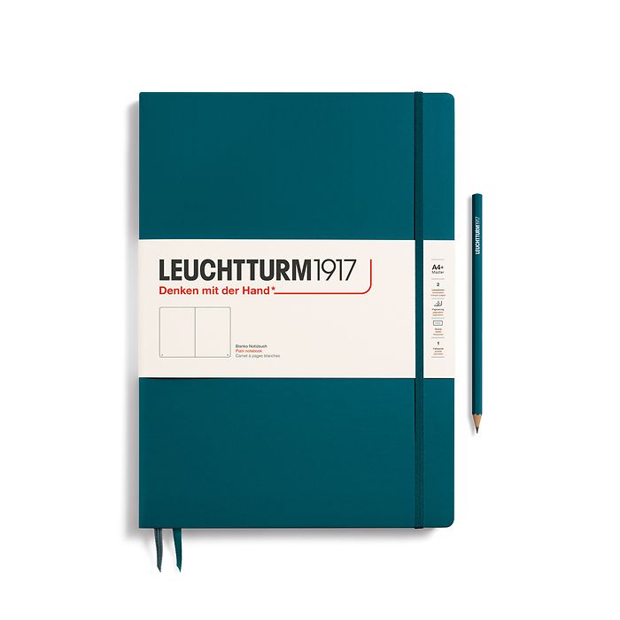 Leuchtturm1917 Master Slim A4+ Hardcover Plain Notebook - Pacific Green