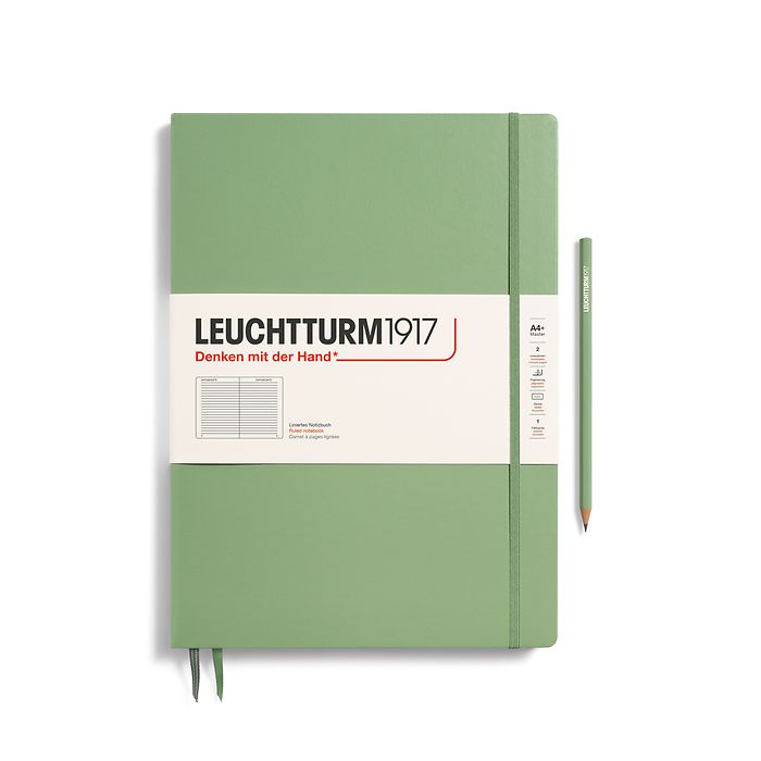 Leuchtturm1917 Master Slim A4+ Hardcover Ruled Notebook - Sage