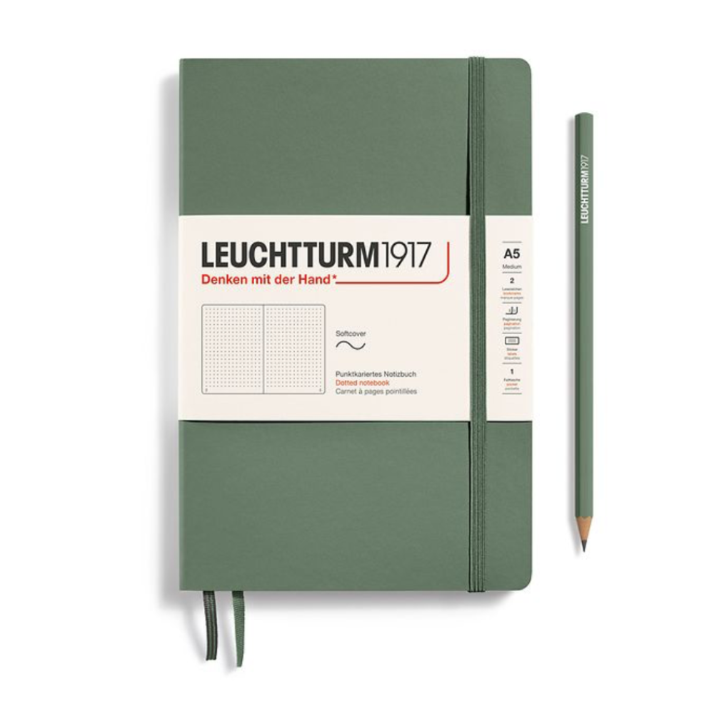 Leuchtturm1917 A5 Medium Softcover Dotted Notebook - Olive