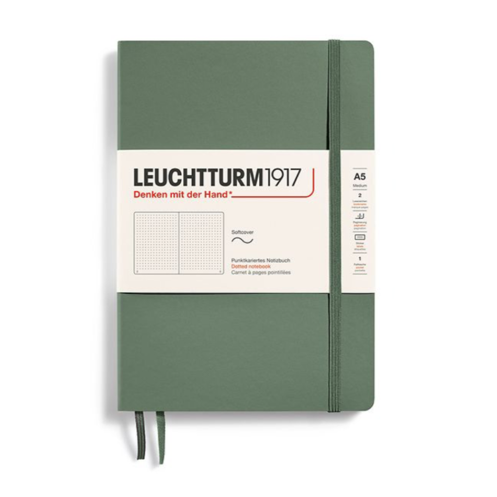 Leuchtturm1917 A5 Medium Softcover Dotted Notebook - Olive