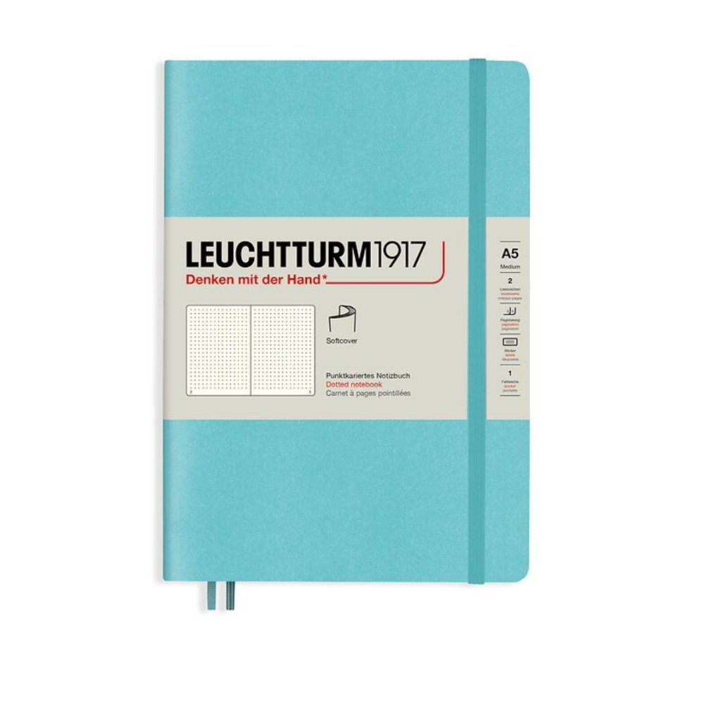 Leuchtturm1917 A5 Medium Softcover Dotted Notebook - Aquamarine (Discontinued)