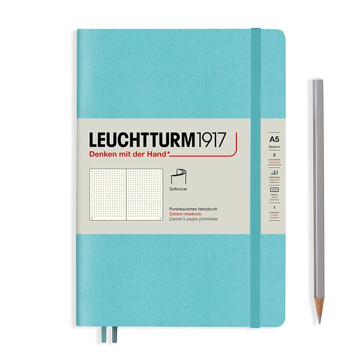 Leuchtturm1917 A5 Medium Softcover Dotted Notebook - Aquamarine (Discontinued)