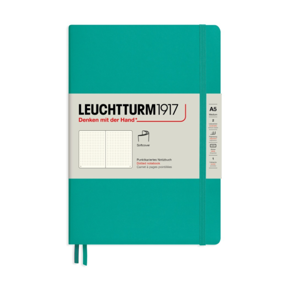 Leuchtturm1917 A5 Medium Softcover Dotted Notebook - Emerald (Discontinued)