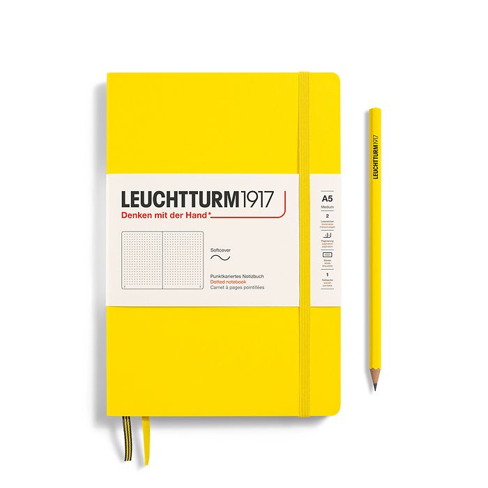 Leuchtturm1917 A5 Medium Softcover Dotted Notebook - Lemon (Discontinued)