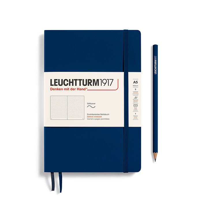 Leuchtturm1917 A5 Medium Softcover Dotted Notebook - Navy