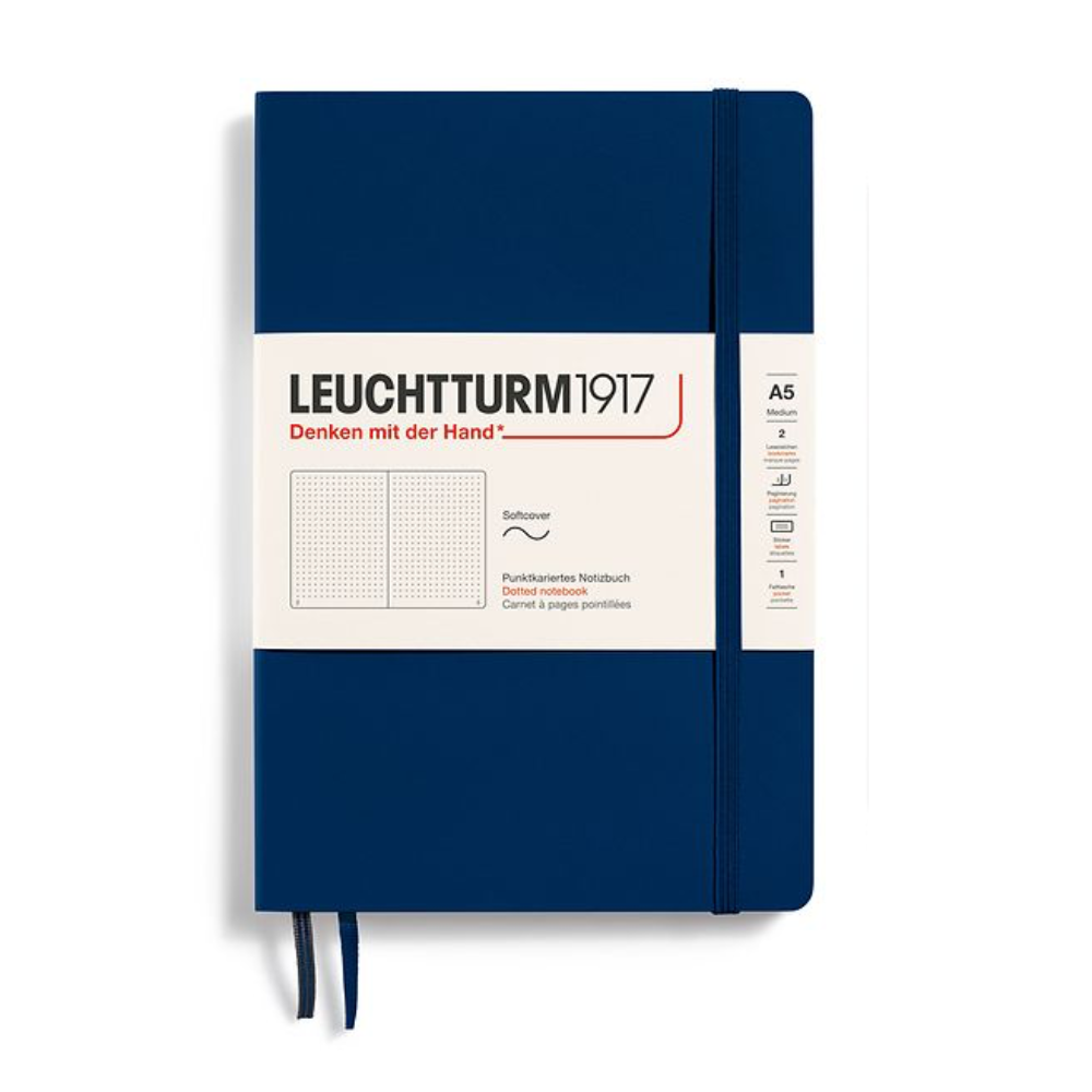 Leuchtturm1917 A5 Medium Softcover Dotted Notebook - Navy