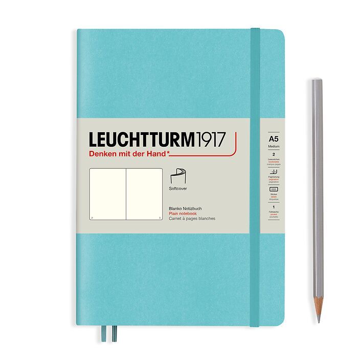 Leuchtturm1917 A5 Medium Softcover Plain Notebook - Aquamarine (Discontinued)