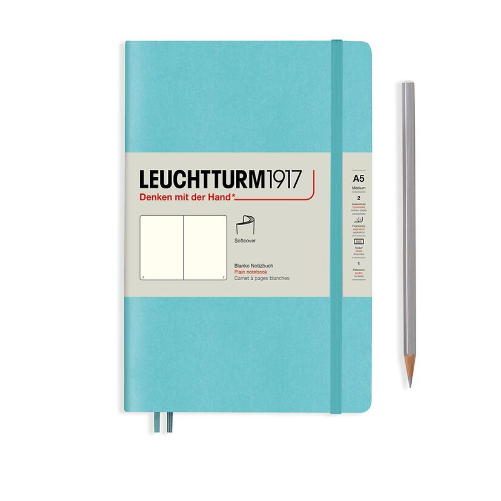 Leuchtturm1917 A5 Medium Softcover Plain Notebook - Aquamarine (Discontinued)