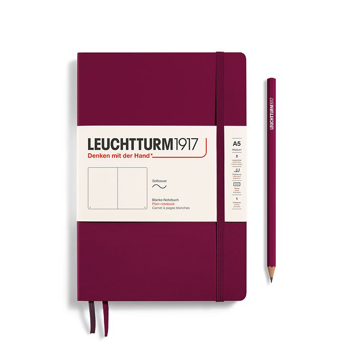 Leuchtturm1917 A5 Medium Softcover Plain Notebook - Port Red (Discontinued)