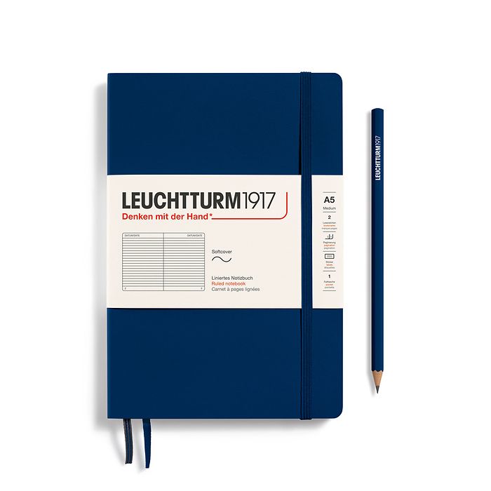 Leuchtturm1917 A5 Medium Softcover Ruled Notebook - Navy