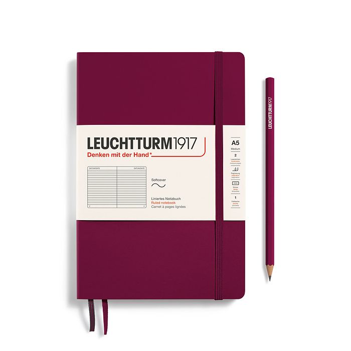 Leuchtturm1917 A5 Medium Softcover Ruled Notebook - Port Red (Discontinued)