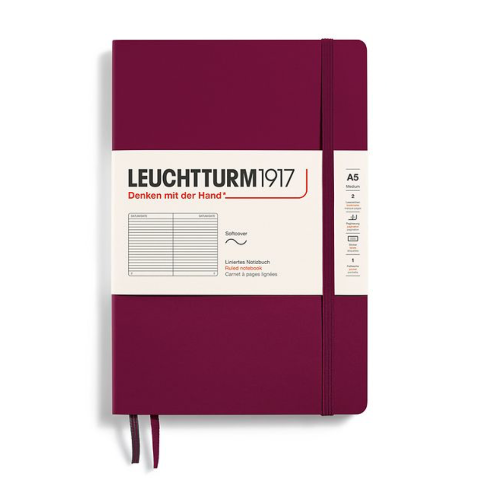 Leuchtturm1917 A5 Medium Softcover Ruled Notebook - Port Red (Discontinued)