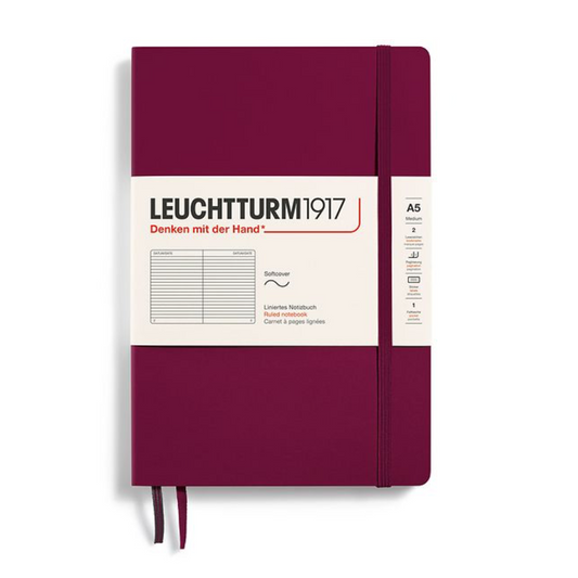 Leuchtturm1917 A5 Medium Softcover Ruled Notebook - Port Red (Discontinued)